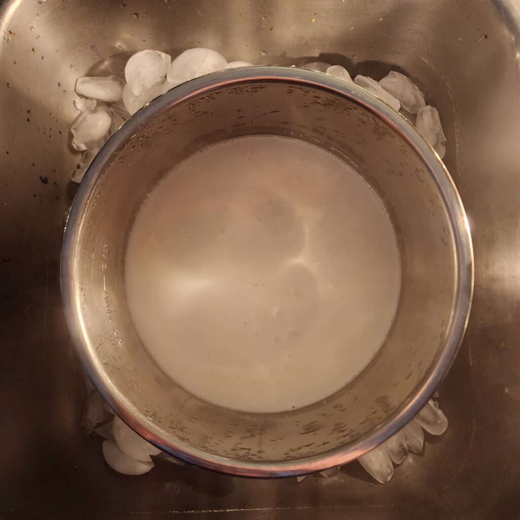 Instant pot yogurt cools over ice