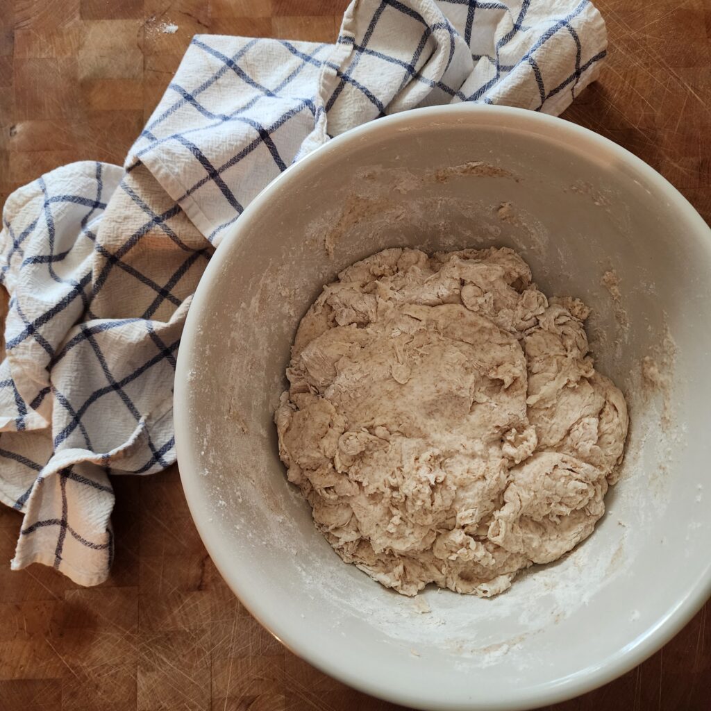 shaggy dough ready for autolyse