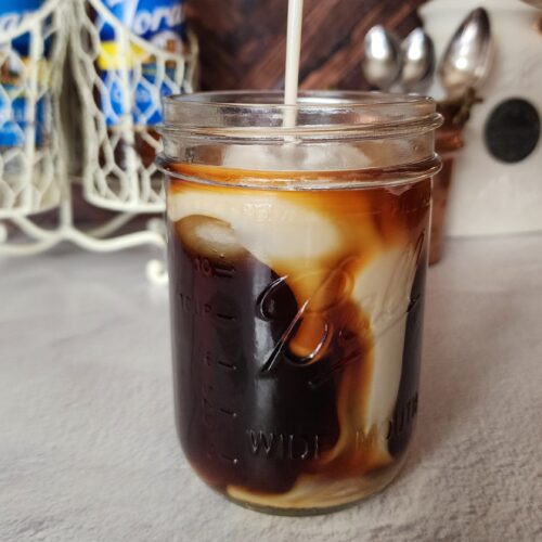 bold and delicious cold brew coffee with almond creamer