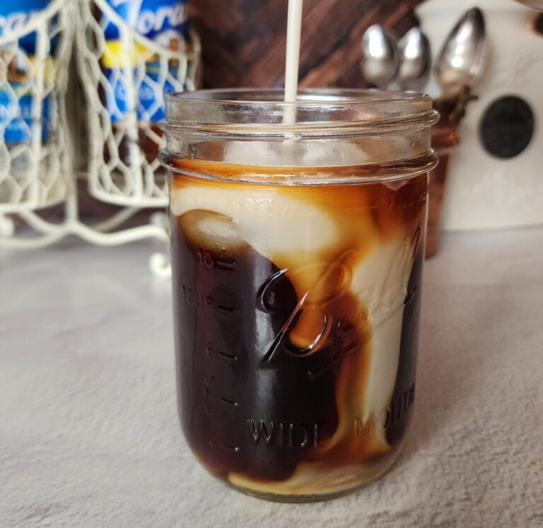 bold and delicious cold brew coffee with almond creamer