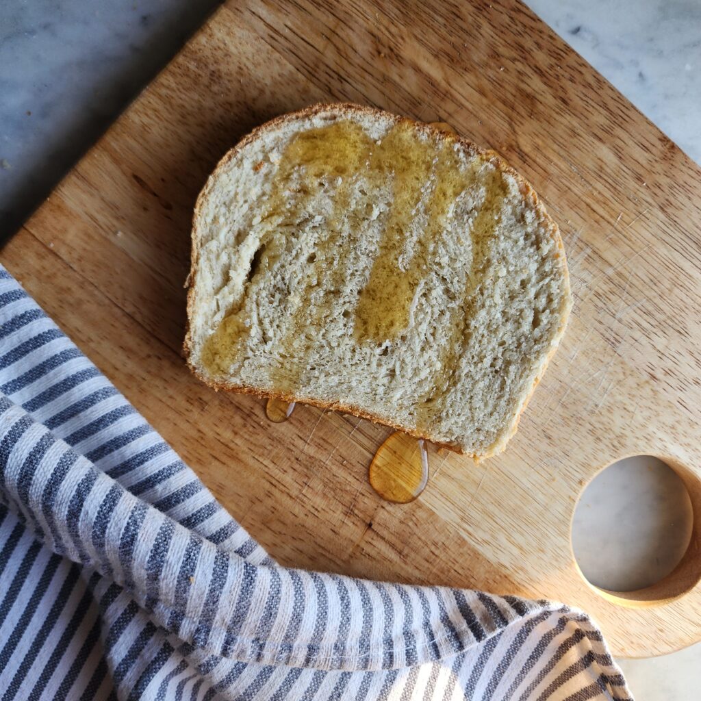 Honey on Simple Sourdough Discard Sandwich Bread