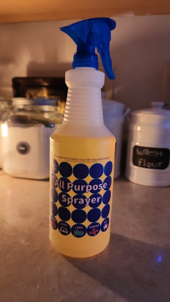 Natural  Multipurpose  Cleaner in a spray bottle  on the counter 