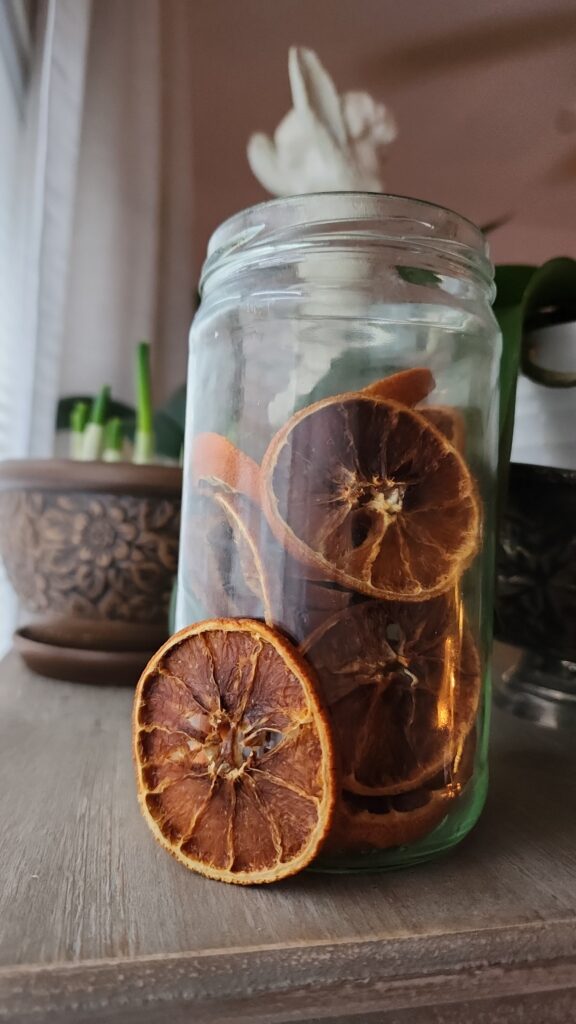 Dried Orange Slices in a glass jar