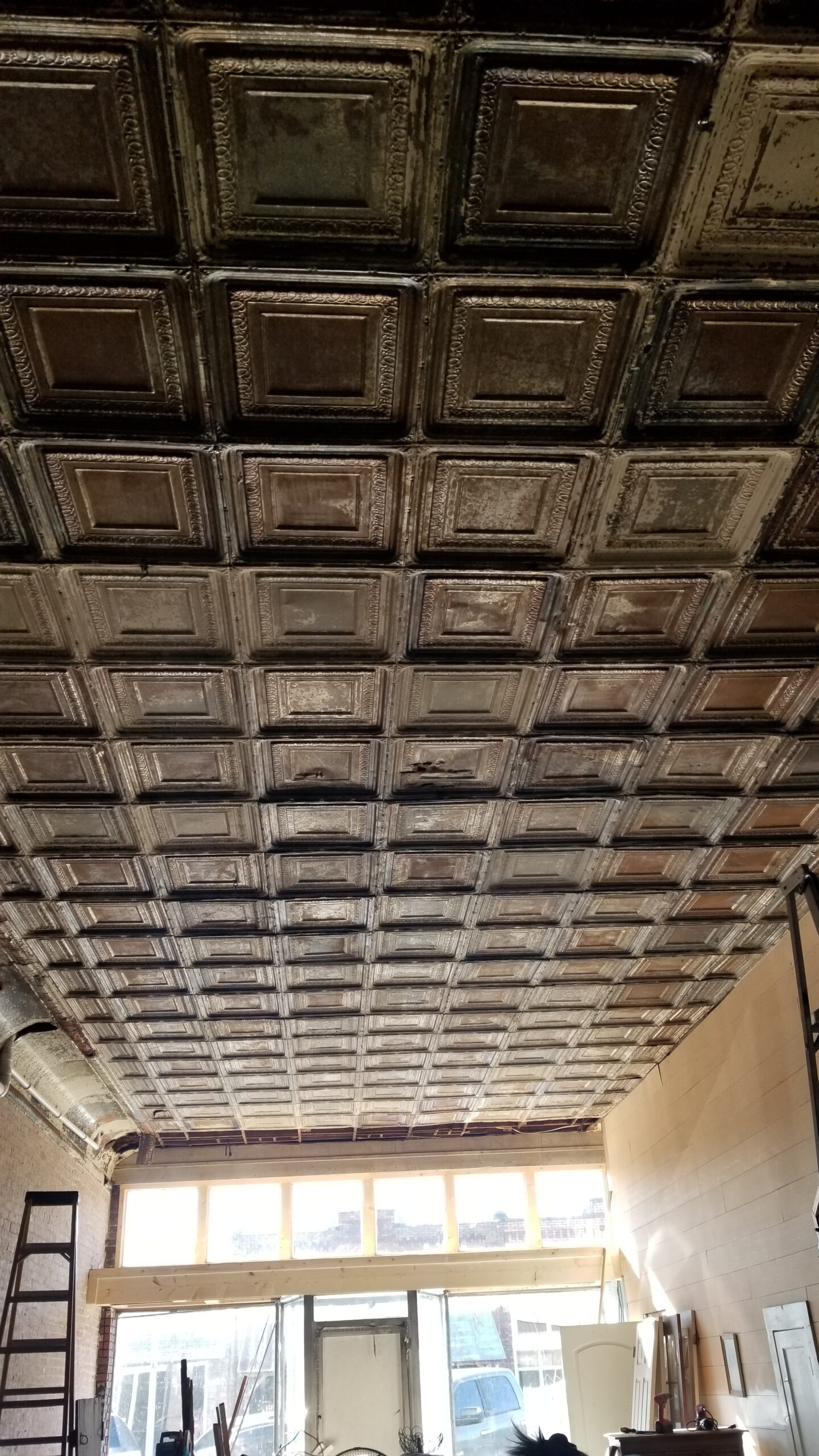 Beautifully restored antique pressed tin ceiling 