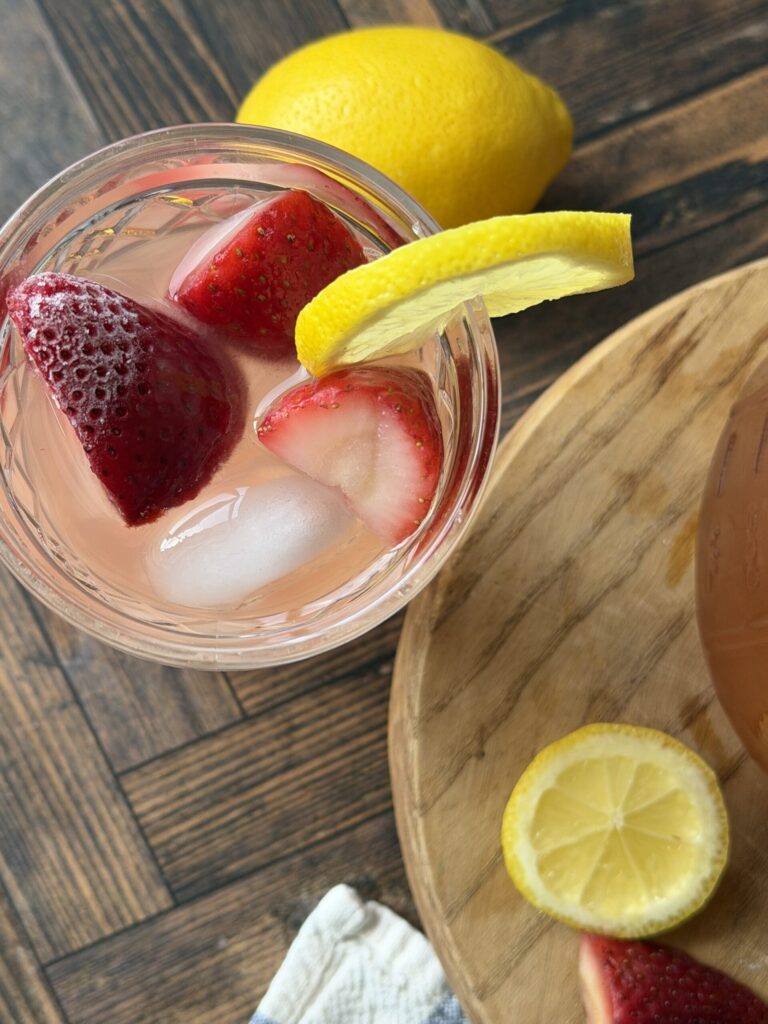 Strawberry lemonade water kefir ready to drink. 