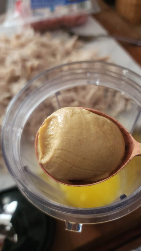 A spoonful of creamy dijon mustard is added to the mixture to make a dijon sauce. 