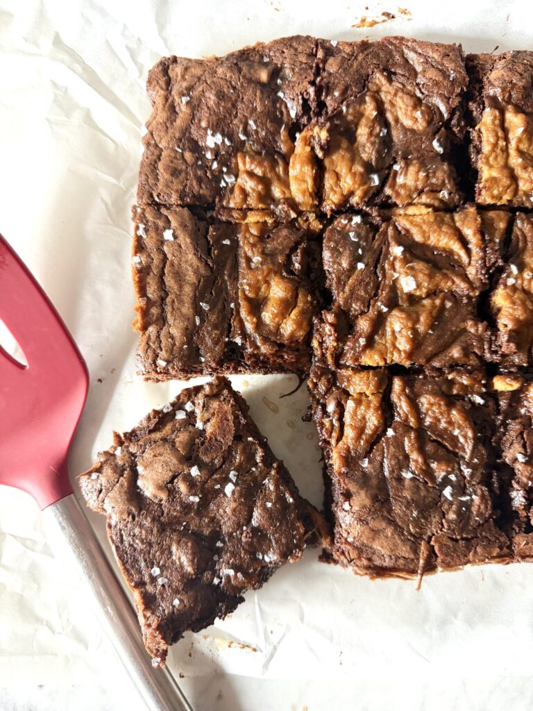 Fudgy Pumpkin Swirl Brownies with Flaky Sea Salt