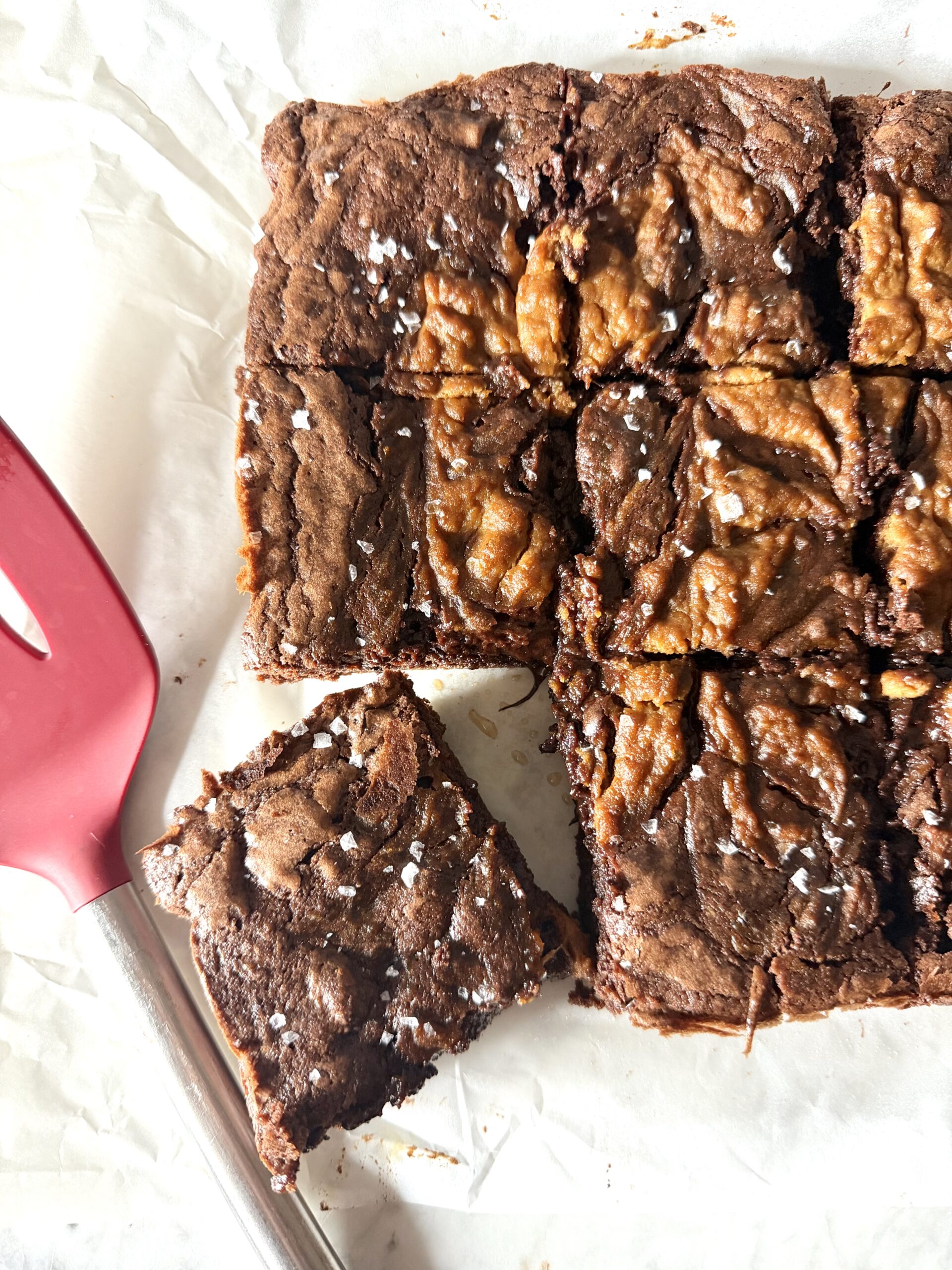 Fudgy Pumpkin Swirl Brownies with Flaky Sea Salt